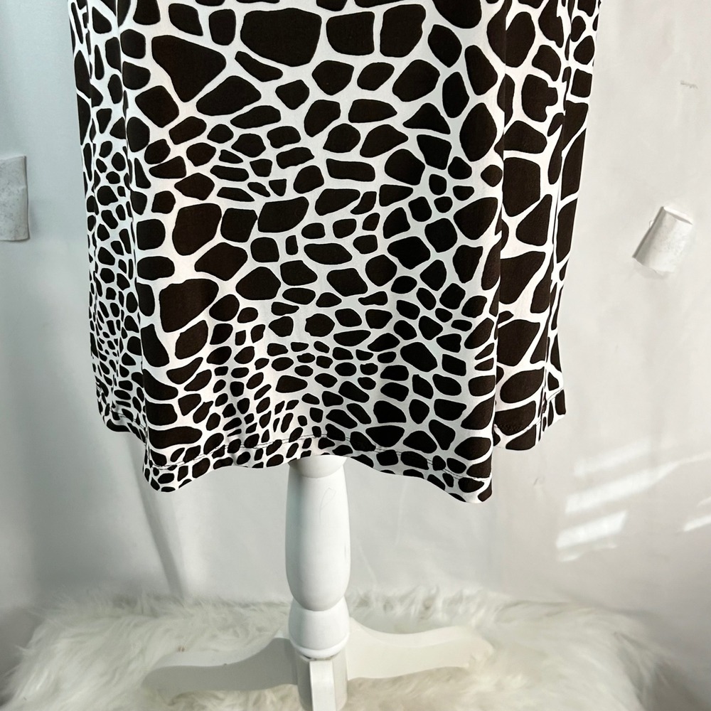 DFA New York Women's Sleeveless Mock Neck Top XL Brown White Giraffe Print - Picture 4 of 10